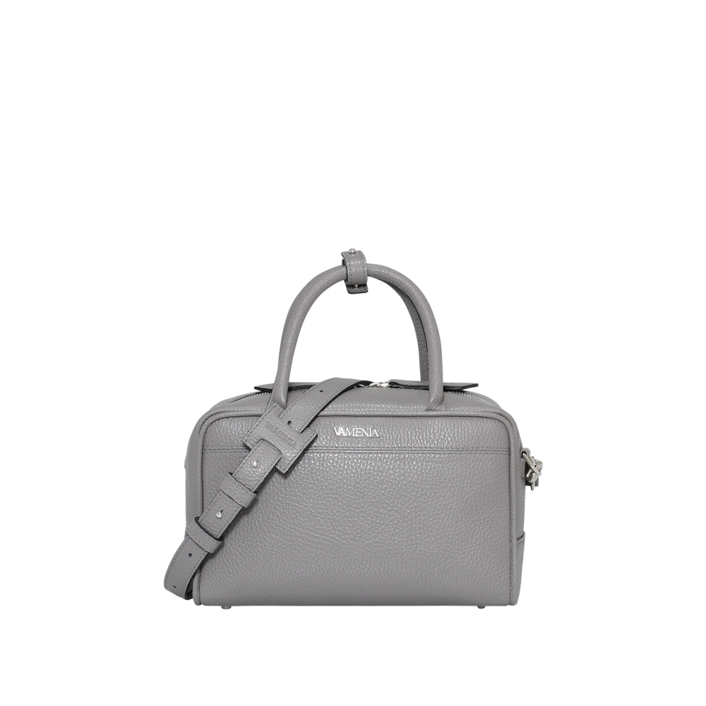 Crossbody Bag Henkeltasche aus genarbtem Kalbsleder in taupe